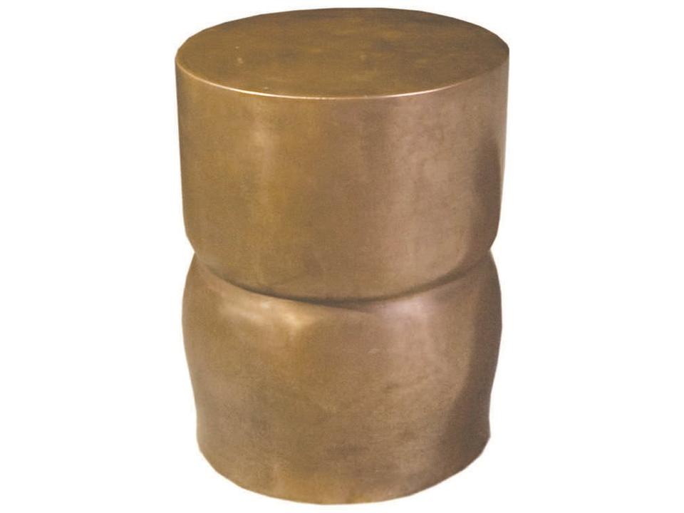 Carved Accent Stool in Polished Bronze