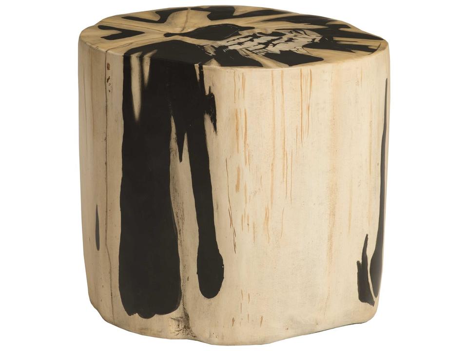Cast Naturals Petrified Wood Accent Stool in Beige Brown Resin