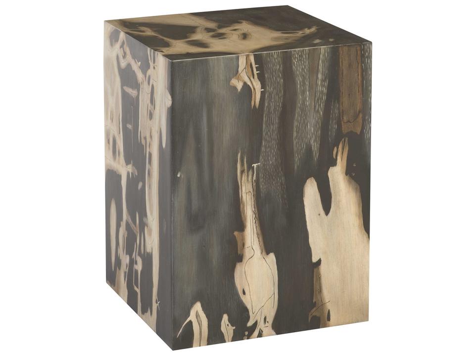 Cast Petrified Wood Accent Stool in Brown Grey Gray