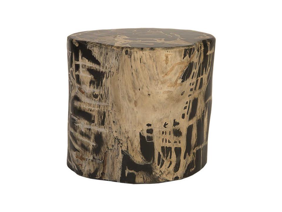Cast Naturals Natural Brown Resin Accent Stool in Hand-Finished Woodgrain