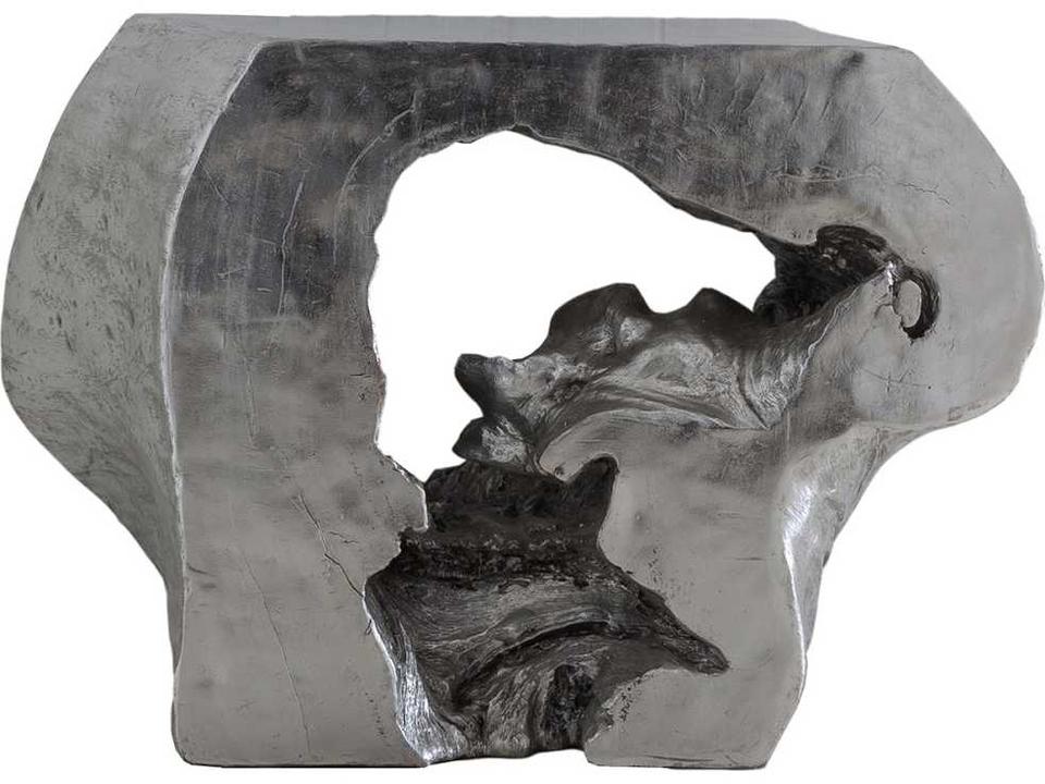 Plateada Hollow Console Table in Silver Leaf Resin