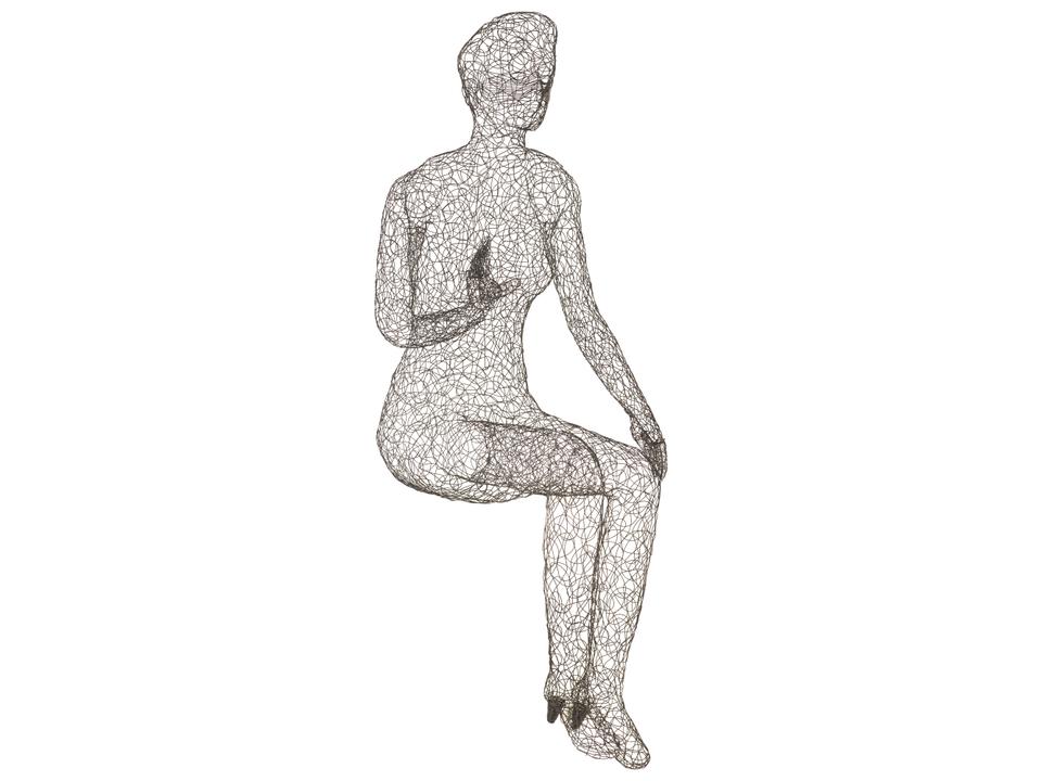 Crazy Wire Lounging Female Metal Sculpture in Black