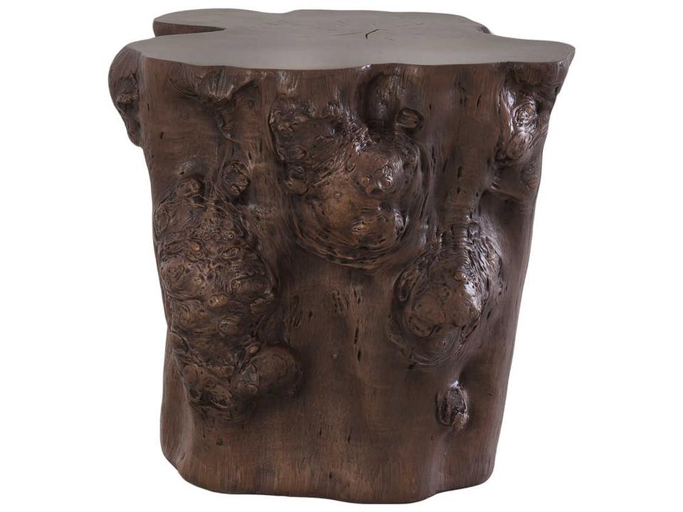 Log Round End Table in Bronze Resin