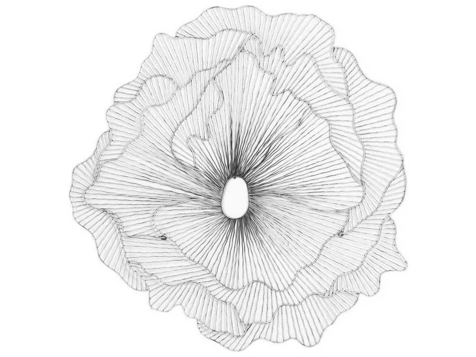 Poppy Flower Large Metal Wall Art in Antique Silver
