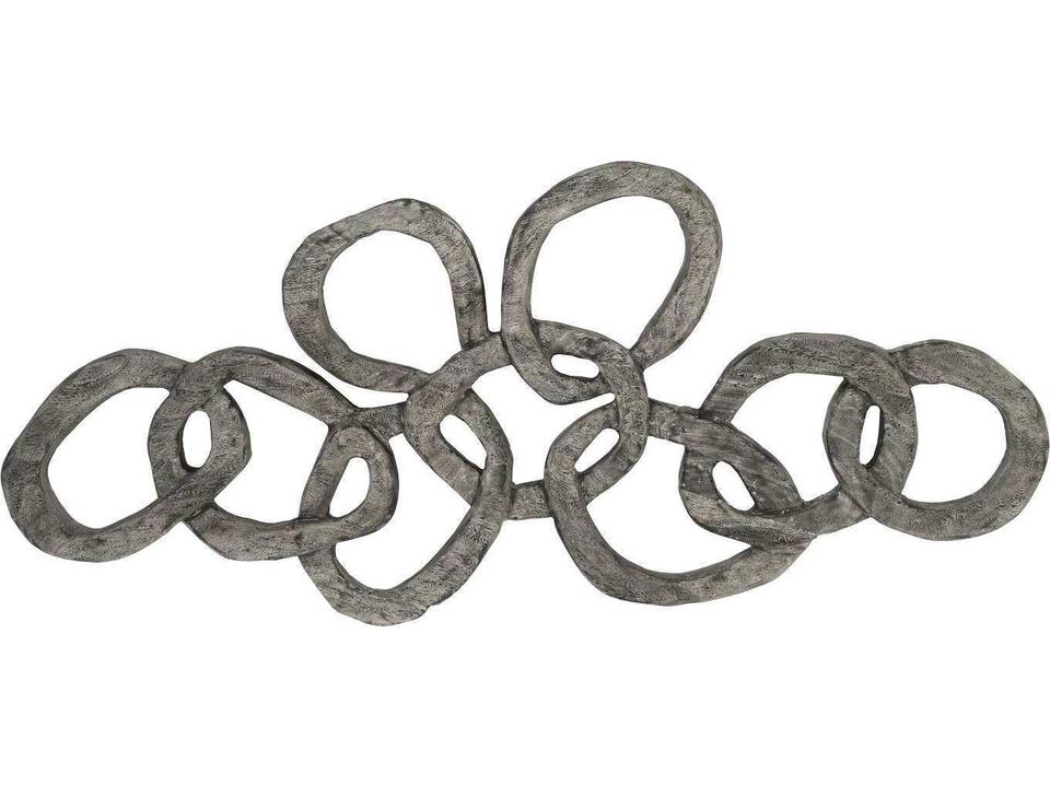 Chain Wall Art Gray Stone Finish Chamcha Wood Sculpture