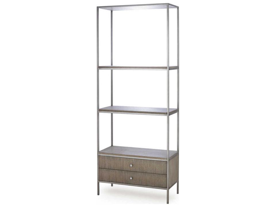 Paxton Grey Oak with Nickel Tower Etagere