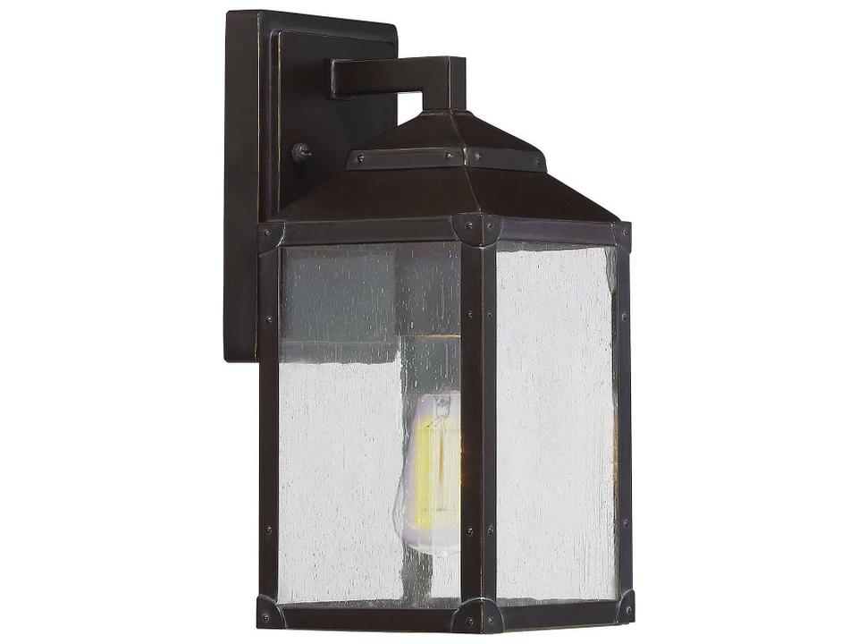 Brennan 1-Light Outdoor Wall Lantern in English Bronze with Gold