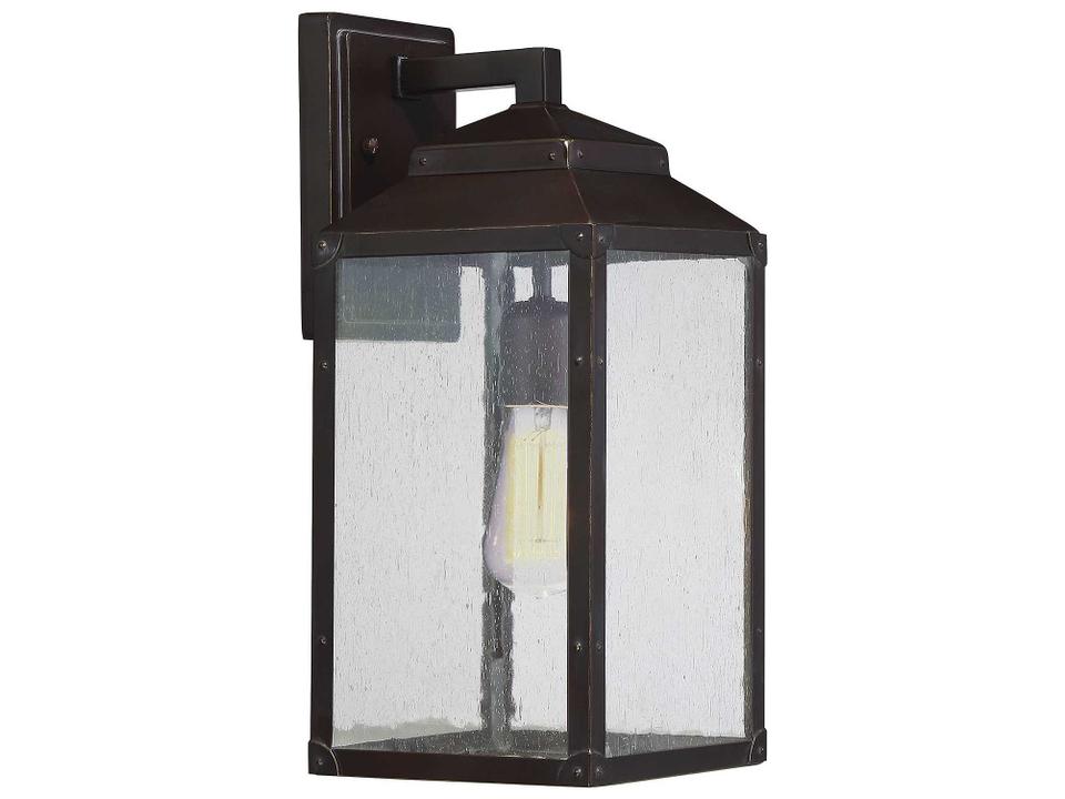 Brennan 1-Light Outdoor Wall Lantern in English Bronze with Gold Accents
