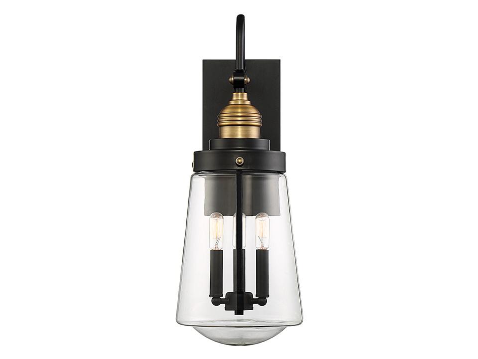 Macauley 3-Light Outdoor Wall Sconce in Vintage Black with Warm Brass
