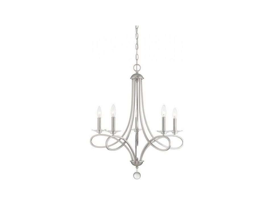5-Light Meridian Chandelier in Brushed Nickel with Clear Crystal