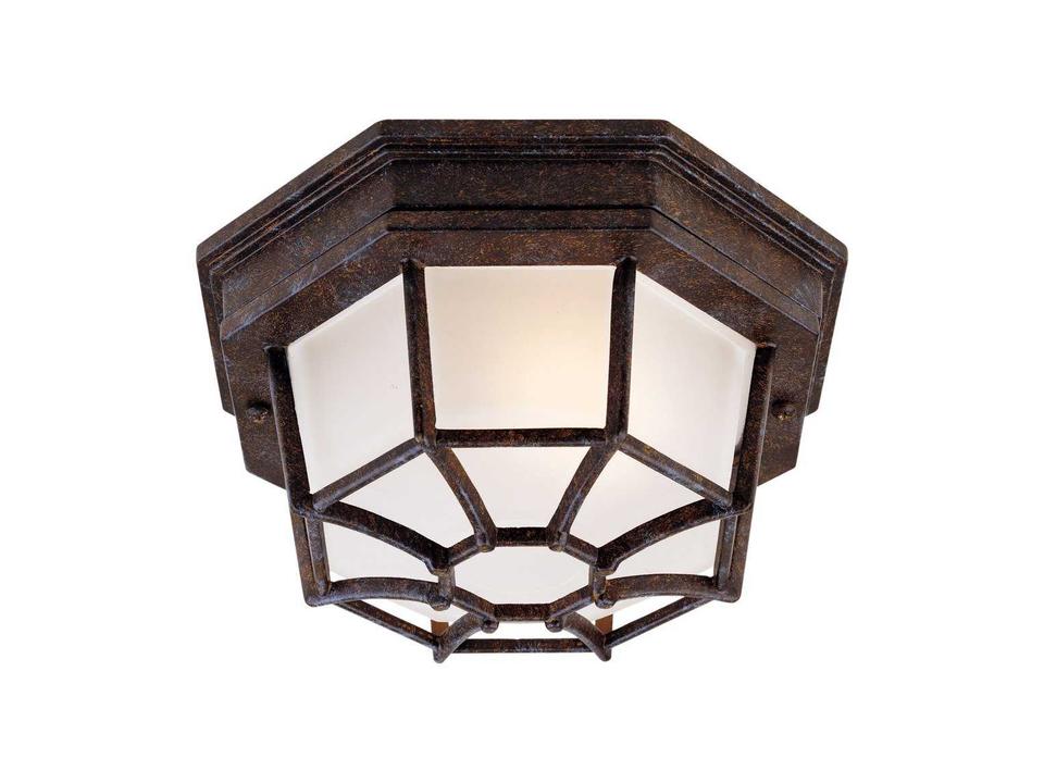Exterior Collections 1-Light Outdoor Flush Mount in Rustic Bronze