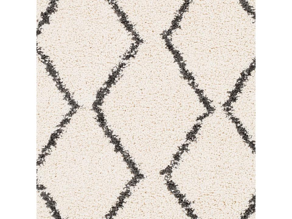 Berber Shag Geometric Polypropylene Area Rug in Charcoal and Beige