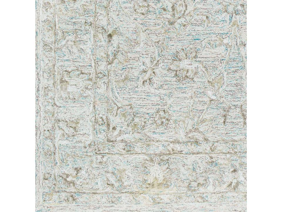Shelby Hand Tufted Wool and Art Silk Rug Sample in Emerald Light Gray Dark Brown