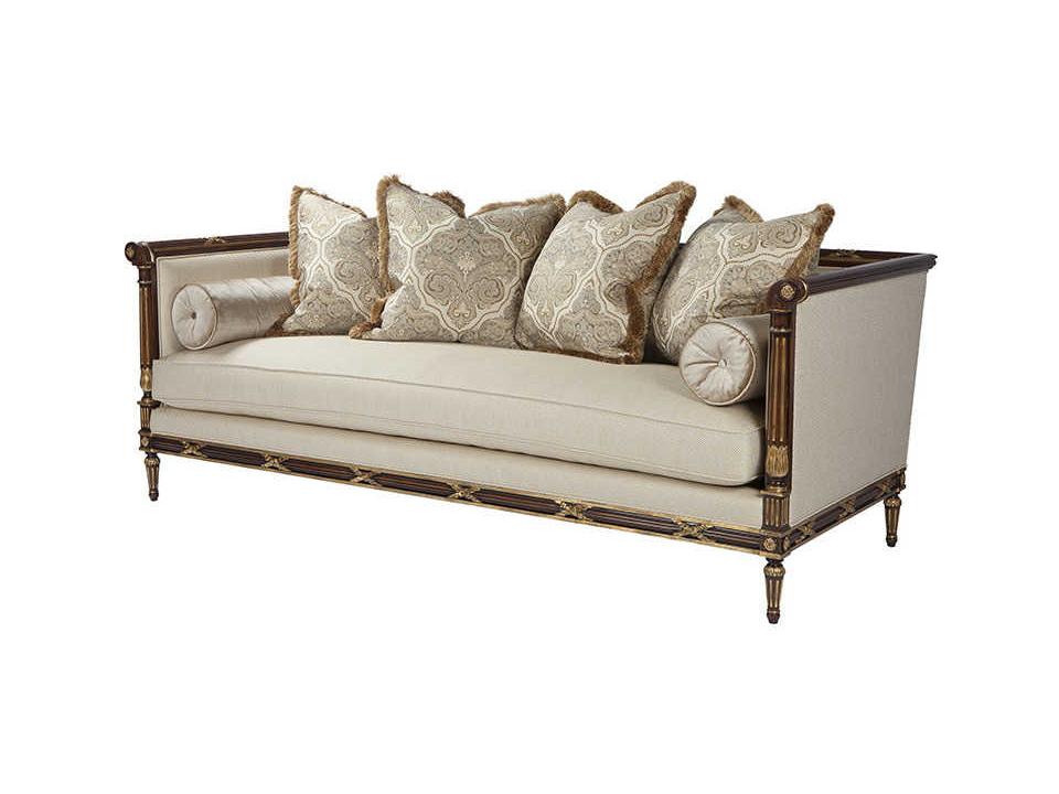 The Regent's Visit Upholstered Sofa with Carved Mahogany Wood Frame