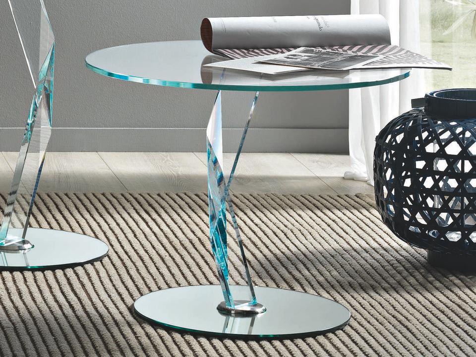 Bakkarat Round Glass End Table