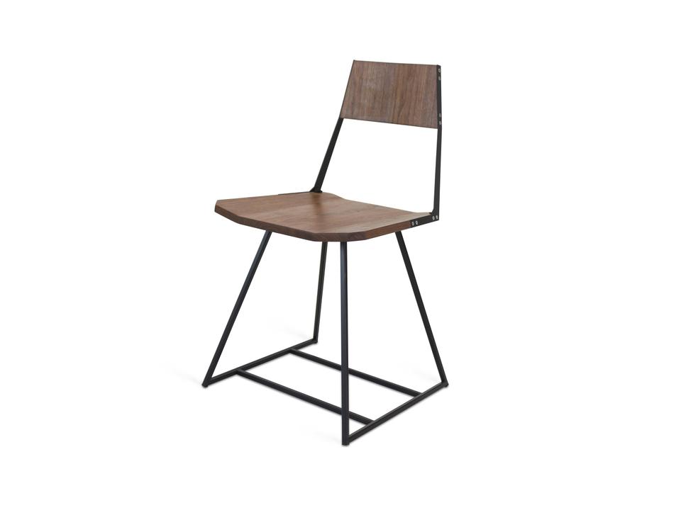 Clarke Collection Walnut Wood Black Dining Side Chair