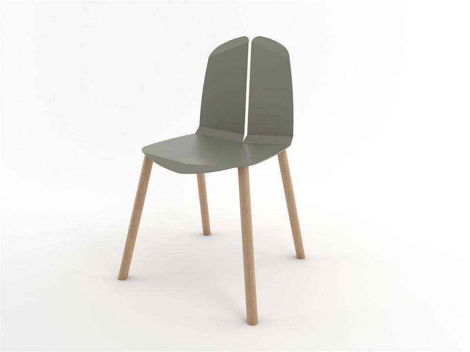 Noa Dining Side Chair with Prairie Green Steel Seat and Natural Oak Legs