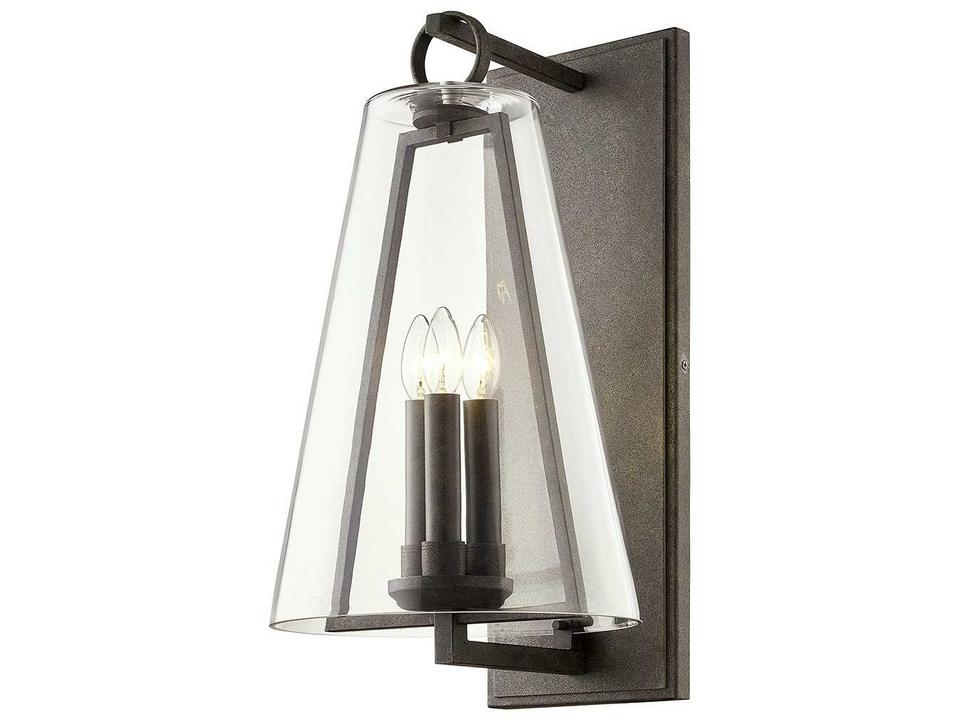 Adamson 3-Light Wall Sconce in French Iron and Clear Glass