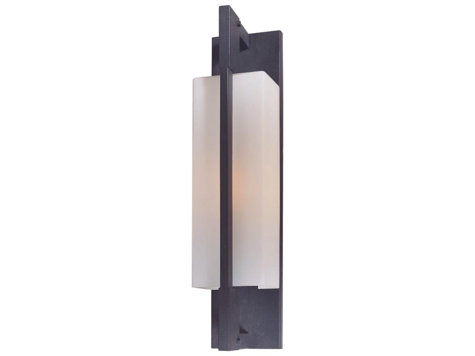 Blade 1-Light Outdoor Wall Sconce in Forged Iron and Matte Opal Glass