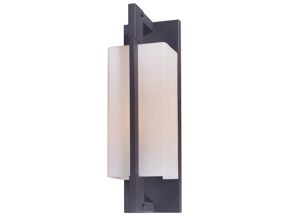 Blade 1-Light Outdoor Wall Sconce in Forged Iron and Opal Glass