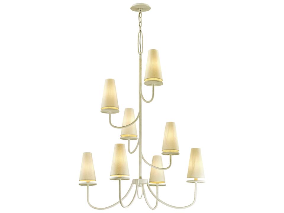 8-Light Marcel Chandelier in Gesso White with Cotton Shades