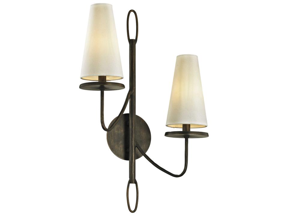 Marcel 2-Light Wall Sconce in Textured Bronze with White Shade