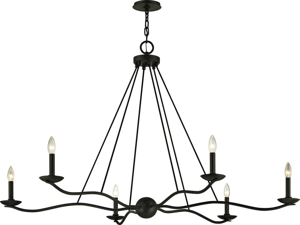6-Light Sawyer Chandelier in Forged Iron