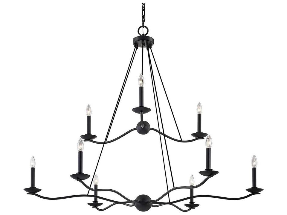 Sawyer 9-Light Chandelier in Forged Iron and Hand-Worked Iron
