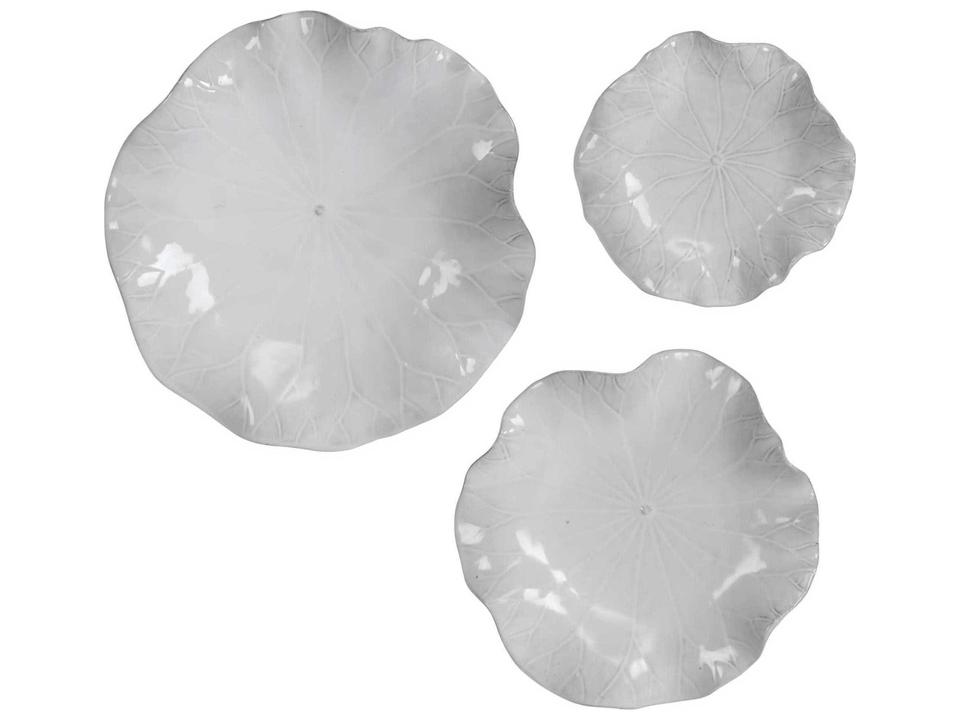 Abella Ceramic Floral Wall Decor Set of 3 White