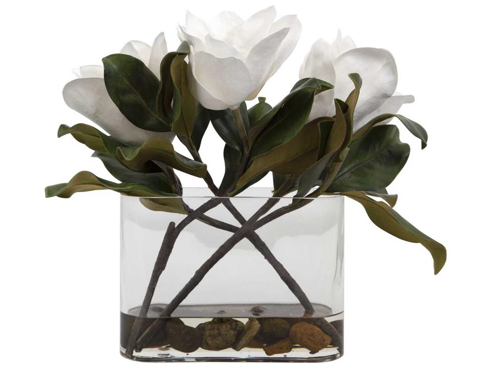 Middleton White Magnolia Blooms Artificial Flower Centerpiece