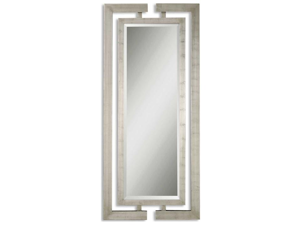 Jamal Rectangle Mirror with Scratched Silver Leaf Finish