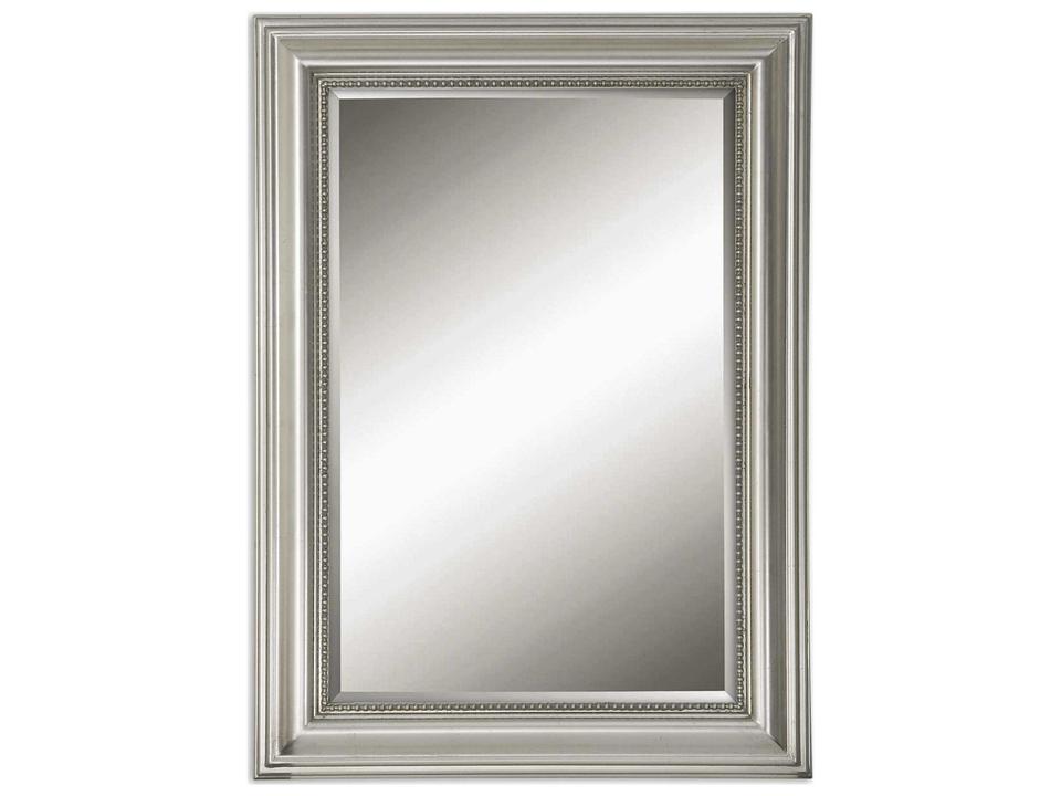 Stuart Silver Leaf Wood Wall Mirror with Gray Glaze