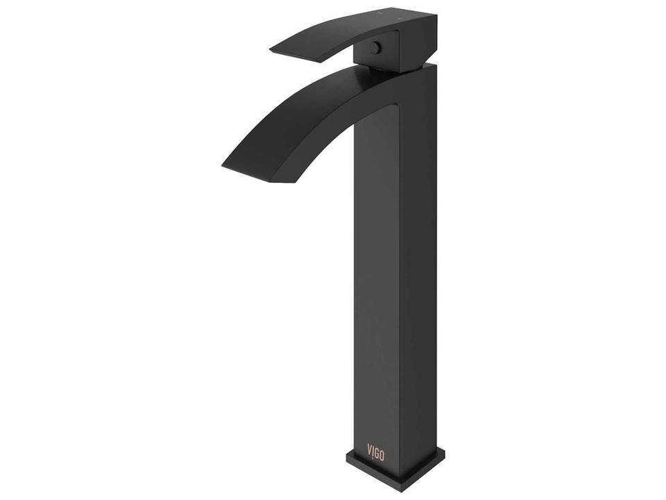 Duris Single Handle Vessel Bathroom Faucet in Matte Black Brass