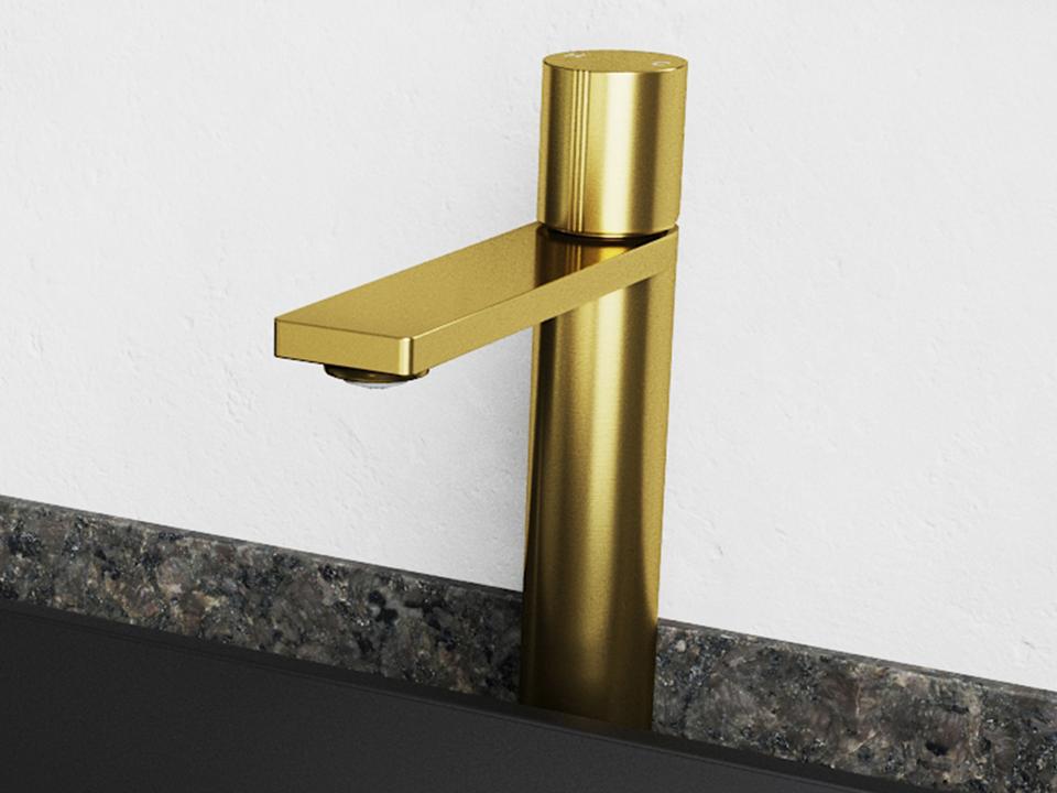 Gotham Single Handle Vessel Bathroom Faucet in Matte Brushed Gold