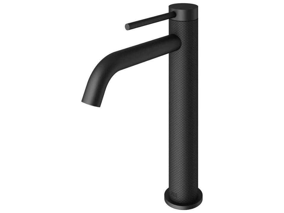 Lexington Single Handle Vessel Bathroom Faucet in Matte Black with Carbon Fiber