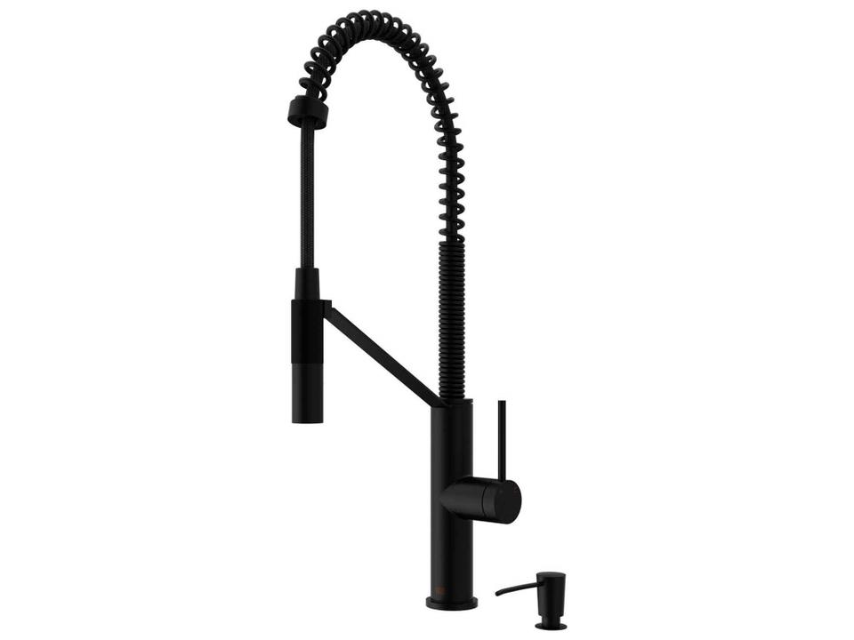 Livingston Magnetic Pull Down Kitchen Faucet in Matte Black with Soap Dispenser