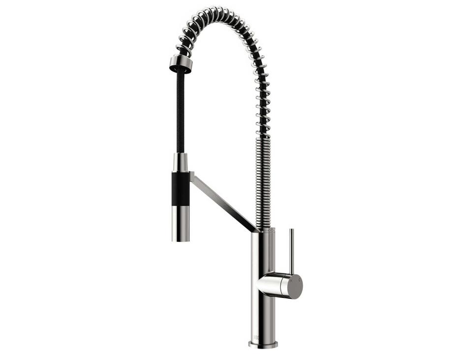 Livingston Single Handle Pull-Down Kitchen Faucet in Stainless Steel with Coiled Spring Spout