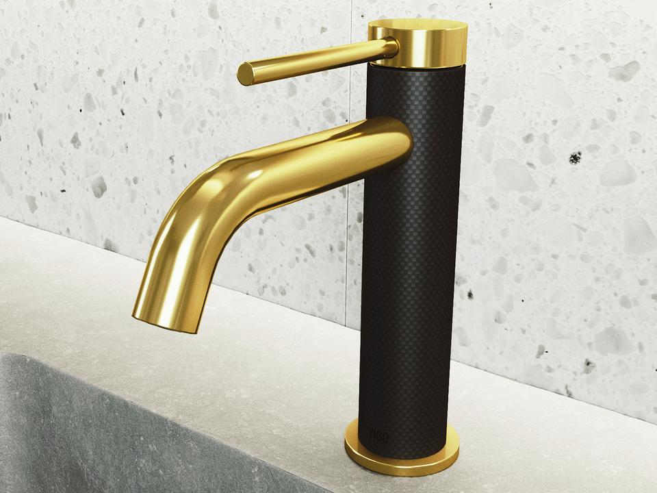 Madison Single-Handle Bathroom Faucet in Matte Gold and Matte Black with cFiber Construction