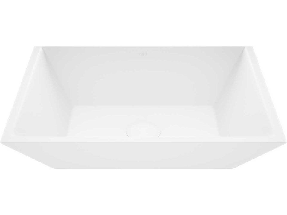 Vinca Matte Stone Rectangular Vessel Bathroom Sink in Matte White