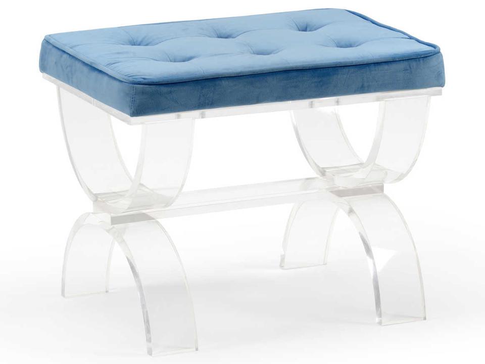 Harlow Acrylic and Blue Velvet Bench
