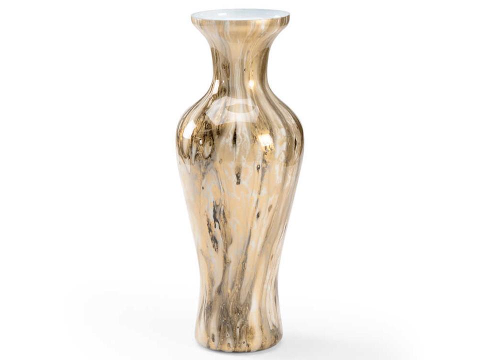 Calacatta Gold Glass Vase Small with Marbled Pattern