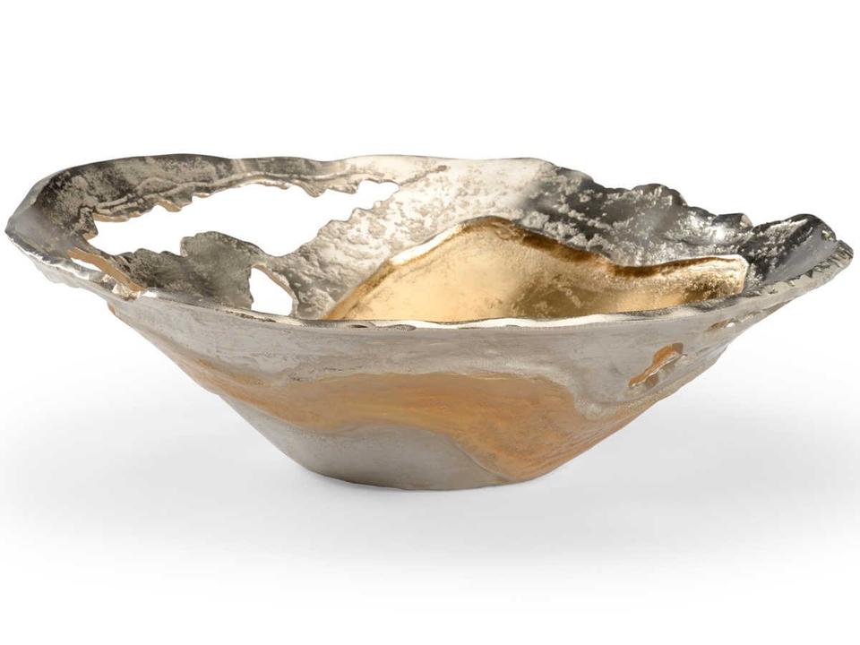 Van Sinderen Large Decorative Bowl Nickel and Gold Aluminum