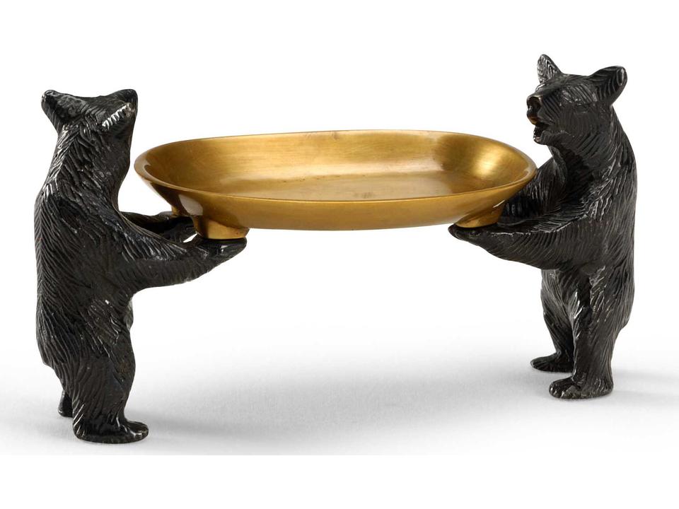 Bears Bearing Dish Decorative Accessory with Antique Bronze and Patina