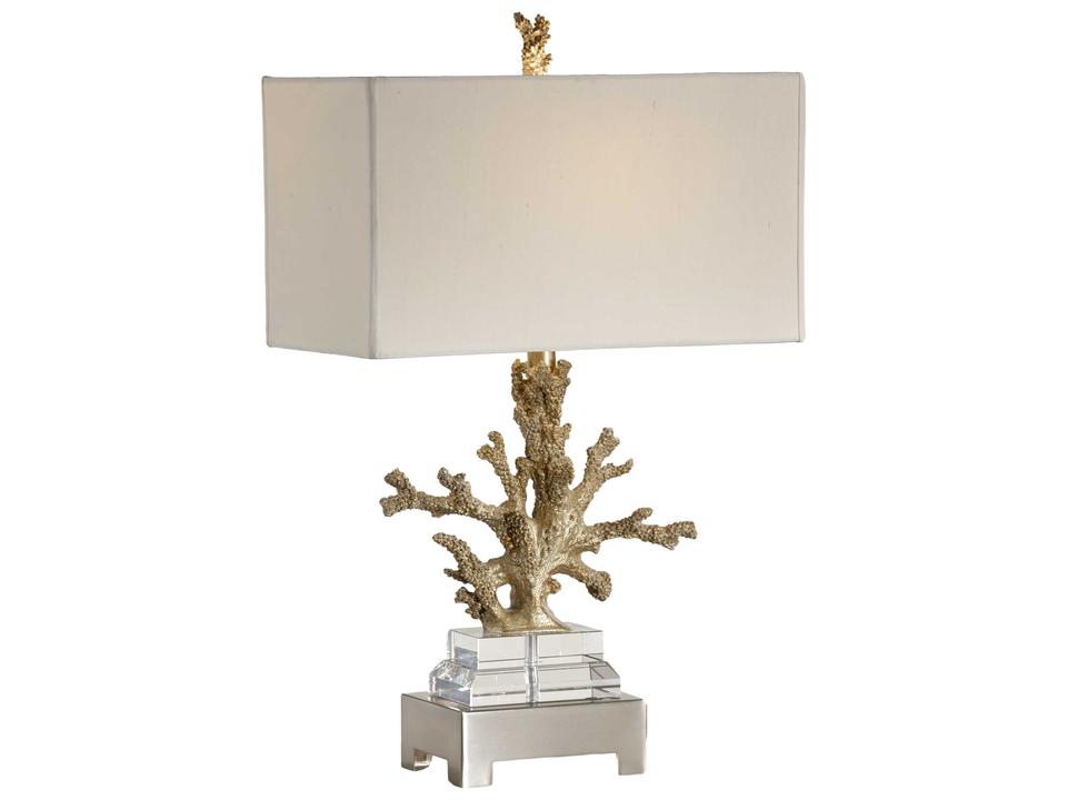 Coral Colony Table Lamp in Champagne with Off White Silkette Shade