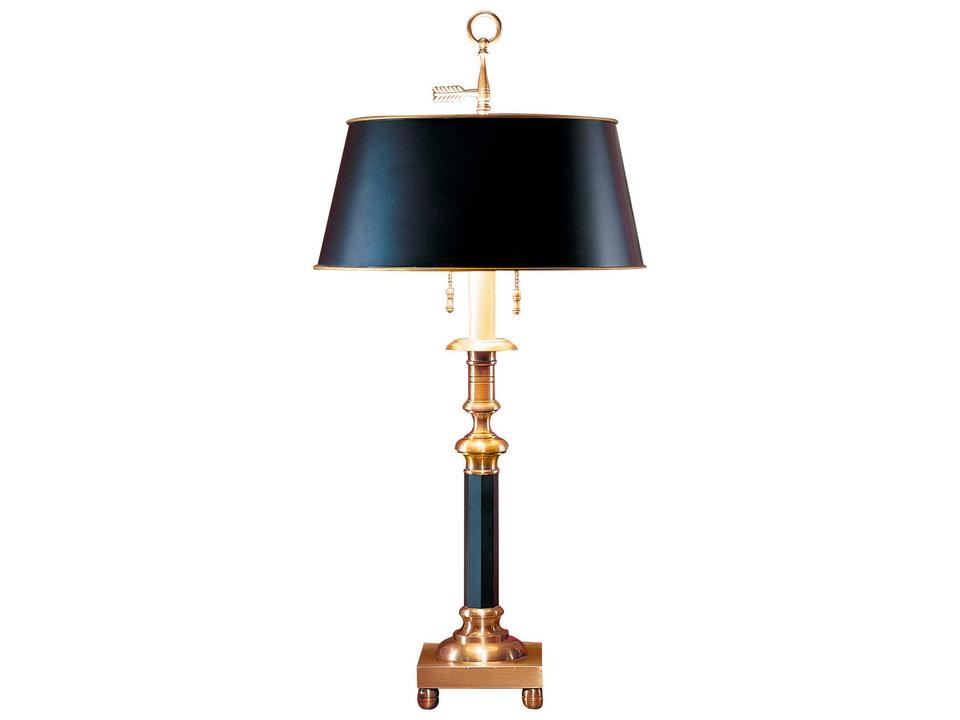 Candlestick 2-Light Table Lamp in Gold and Black with Pull Chains