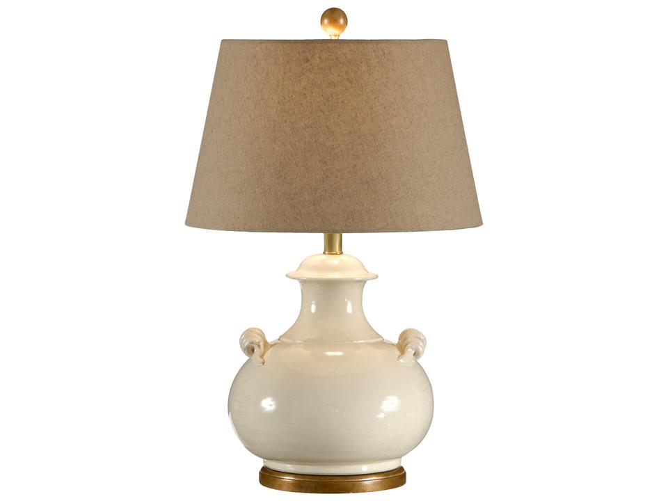 Niccolo Florentine Ceramic Table Lamp in Ivory White Glaze