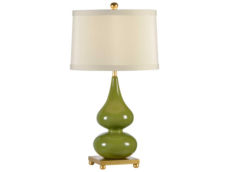 Whitney 1-Light Double Gourd Ceramic Table Lamp in Toad Green Glaze