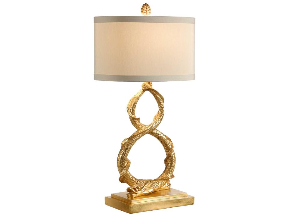 Dahl 1-Light Table Lamp in Antique Gold Leaf with Light Taupe Shade