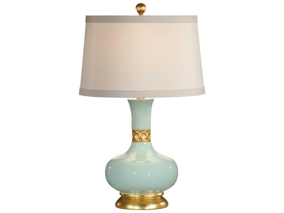 Mimi Porcelain Table Lamp Breeze Blue Glaze with Gold Leaf