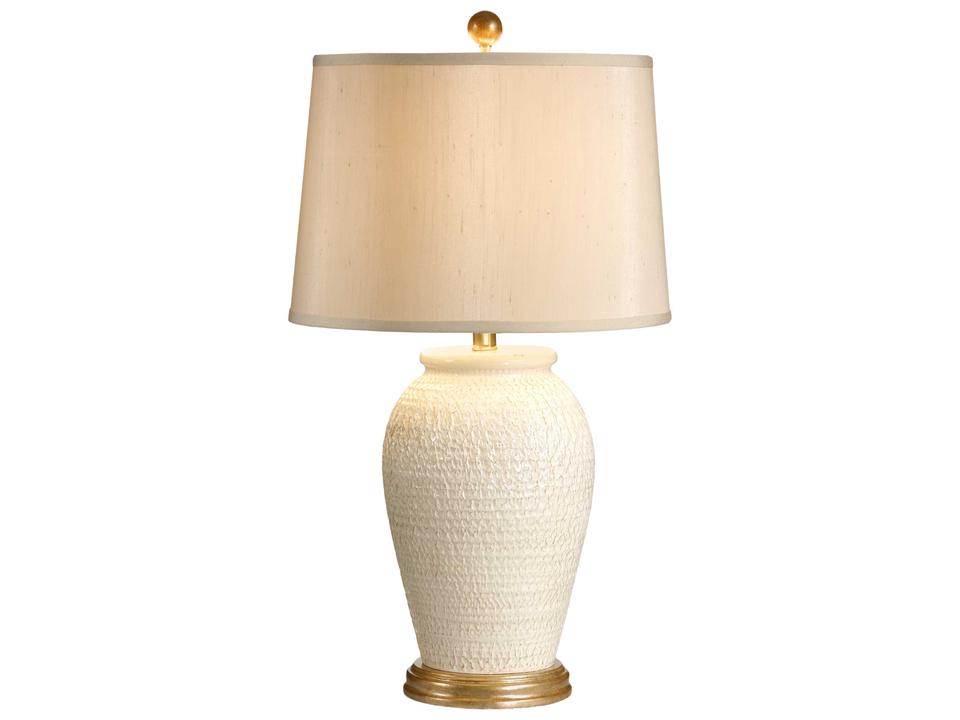 Lucia Ivory Ceramic Table Lamp with Champagne Silkette Shade